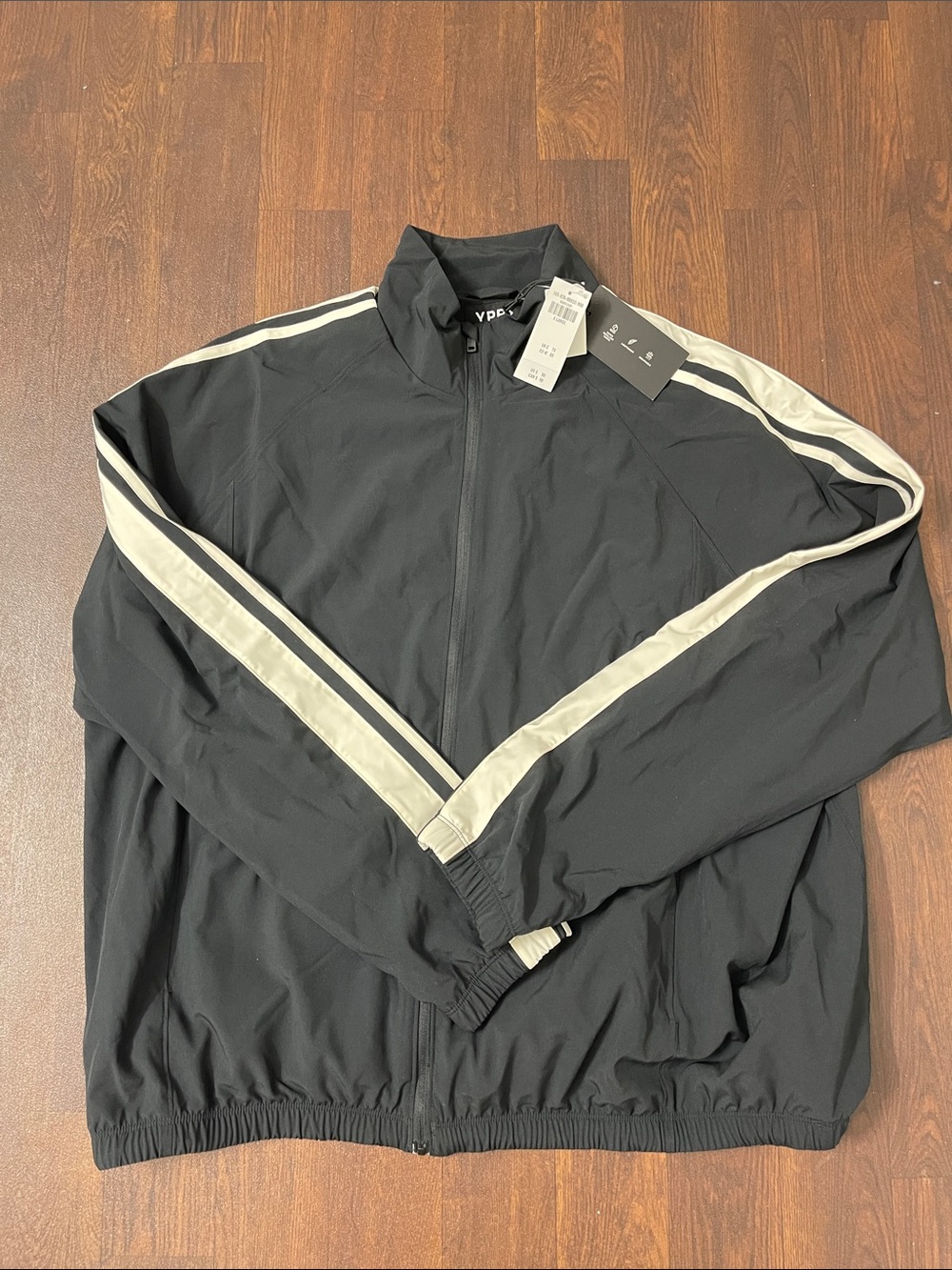 Abercrombie & Fitch Black Windbreaker with White Stripe Detail